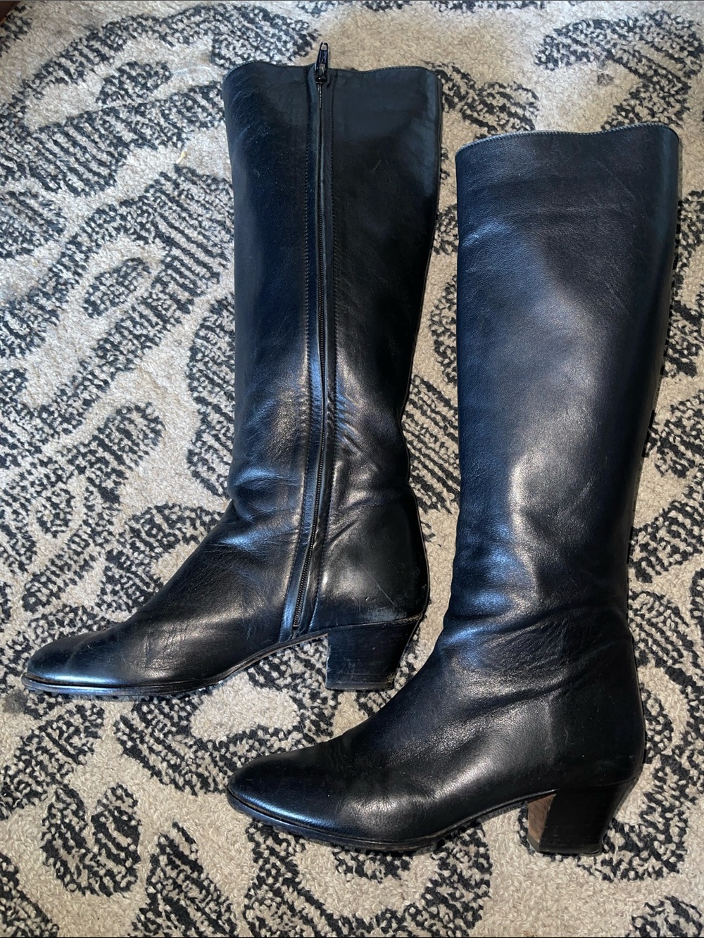 Bloomingdale's Classic Black Leather Knee-High Boots - Women's